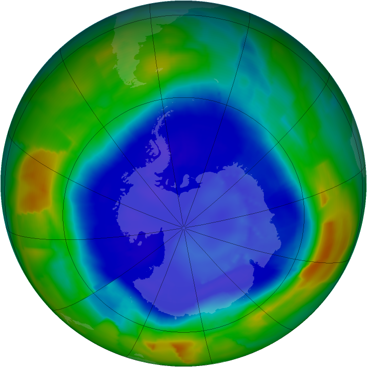 Antarctic ozone map for 05 September 2011